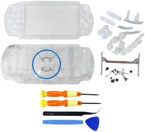 Hzxkqmil Replacement Full Housing Shell Cover Faceplate Case with Buttons Screws Set for Sony PSP 3000 Console (Transparent White)