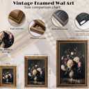 Vintage Gold Framed Flowers Wall Art Vintage Dark Moody Floral Painting Canvas Prints Moody Flowers Wall Decor Victorian Oil Painting Style Poster Print Artwork for Living Room Bedroom Home Decoration, 24"L x 16"W