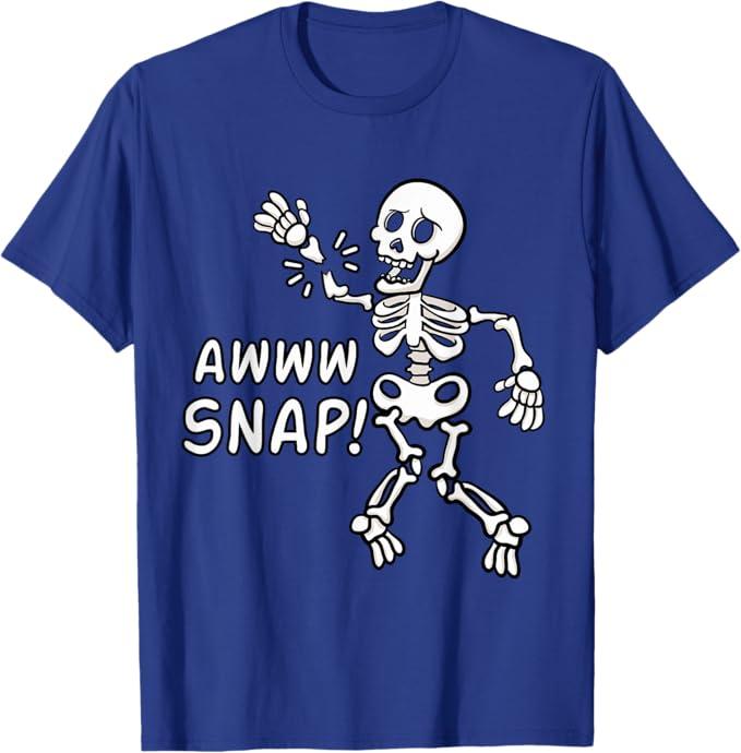 Aw Snap Broken Arm Skeleton Injury Wrist Surgery Recovery T-Shirt Blue S