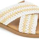 XOXO Women's Melly Flat Sandal (9, Off-white)