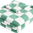Yurhap Checkered Baby Blanket Fleece Baby Blankets for Boys, Ultra Soft Cozy Fluffy Infant Toddler Newborn Receiving Gifts for Crib Stroller, 30x40 Inch, Jade Green