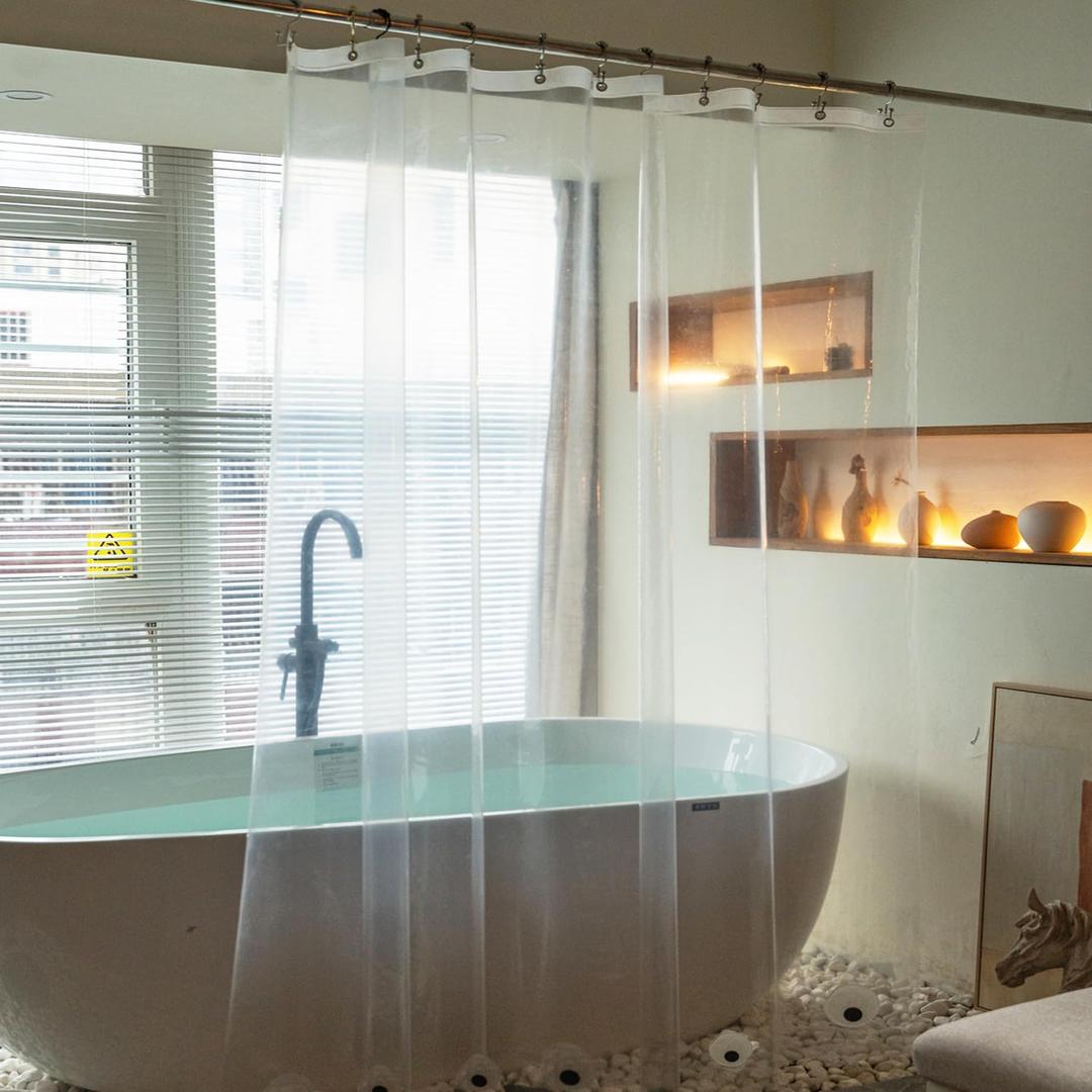 Clear Shower Curtain Liner, 72x72 Waterproof Plastic Shower Liner with 6 Magnets, Lightweight PEVA Shower Curtains for Bathroom, No Smells with Rustproof Grommets (72" W x 72" L)