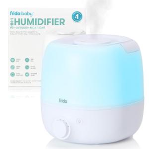 Frida Baby 3in1 Cool Mist Humidifier for Large Rooms, Top Fill Humidifier for Bedroom, Allergy Relief, 60 Hour Runtime + Nightlight, Auto ShutOff, Quiet, Carry Handle, Essential Oil Diffuser