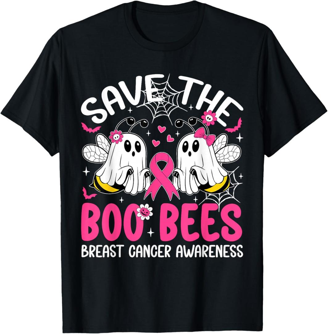 Save The Boo Ghost Bees Breast Cancer Halloween Women Girls T-Shirt M