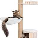 Aechonow Floor to Ceiling Cat Tree for Large Cats, Tall Cat Tower with Scratching Post, Adjustable Height(82-122 in), Large Condo Cave Bed Hammock for Indoor Cats, Wood