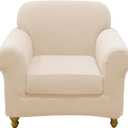FUANGUI 2 Piece Chair Covers Stretch Arm Covers Chair Couch Covers, Armchair Slipcover with Separate Chair Cushion Cover, Floral Washable Chair Protector for Living Room - Beige01 (Small)