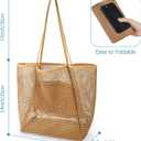Iioscre Beach Bag for Women, Causal Hobo Pool Bags with Zipper Inner Pocket, Foldable Swim Tote Bag for Vacation Essentials