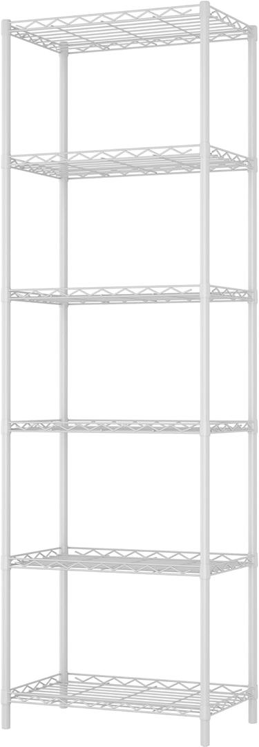 HOMEFORT 6-Tier Wire Shelving, 6 Shelves Unit Metal Storage Rack, Durable Organizer, Perfect for Pantry Closet Kitchen Laundry Organization (White)