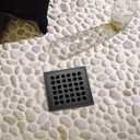 4 Inch Shower Drain Compatible with Schluter Kerdi System, Bonding Drain with PVC Bonding Flange for Schluter Shower Kit, Diamond Pattern Grate (Black)