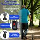 Ready Walker Cane, Cane for Men & Women, 3-in-1 Folding Cane with Alarm and Light, Adjustable, Free Standing, Collapsible Walking Stick for Seniors Balance with a Second Handle, for 5'8" - 6'3"