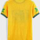 Verdusa Men's Jersey Shirts Short Sleeve Sweater Crew Neck Streetwear Pullover Knit Tops Yellow X-Large (XL)