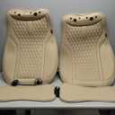 Coverado 2PCs Front Seat Covers Leather Car Seat Protector, Car Seat Cushion Waterproof Anti-Slip Padded, Seat Covers for Cars, Driver Seat Cover Universal Fit for Most Sedans SUV Pick-up Truck Beige