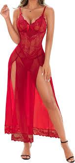 RSLOVE Women Lingerie Babydoll Sexy Nightgown Lace Chemise Exotic Sleepwear Nighty Medium