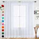 SpaceDresser Basic Rod Pocket Sheer Voile Window Curtain Panels White 1 Pair 2 Panels 52 Width 84 Inch Long for Kitchen Bedroom Children Living Room Yard, (White,52 W x 84 L) (52"W x 84"L (Pack of 2))