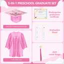 Kindergarten graduation cap and gown with 2026 Tassel, Certificate for Toddler Children (27"-33") (Pink, S)