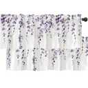 1Pack Watercolor Purple Leaves Window Valance for Bedroom Living Room, Lavender Leaf Plant Curtains Valanes for Windows, 3" Rod Pocket Window Treatment for Home Decorations, 54 x 18 Inch, 1Panel