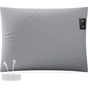 Grounding Pillowcase 20x30 Inch Gray, Conductive Grounding Pillowcase with 10% Silver Fiber, Soft, Skin-Friendly Fabric for Static Release (1Pack Queen)