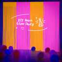 2 x Glow in The Dark Party Supplies 2Packs Neon Party Decorations 6.6 x 6.6 ft Fluorescent Macaron Orange Pink Tinsel Foil Fringe Curtains Glow Photo Booth Prop Backdrop Streamer Birthday Party Decor