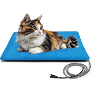 Outdoor Pet Heating Pad for Dog & Cat, Multi-Size Waterproof Heated Cat Dog Bed for Outside, Pet Heater Warmer Mat Blanket with Chew Resistant Cord for Senior Dog Cat House Whelping Box,Blue,16" x 28"