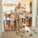FXW Dog Gate Extra Wide Designed for Indoor Use, Adjustable Width Up to 69-inch Wide (24" H 3 Wire Panels for Puppies and Small Dogs), Black