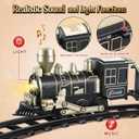 Electric Train Set, Ages 4-8 Christmas Train with Locomotive, Passenger Car, 6 Curves, LED Light & Sound Indoor Toy for Kids, for Holiday Village or Train Table