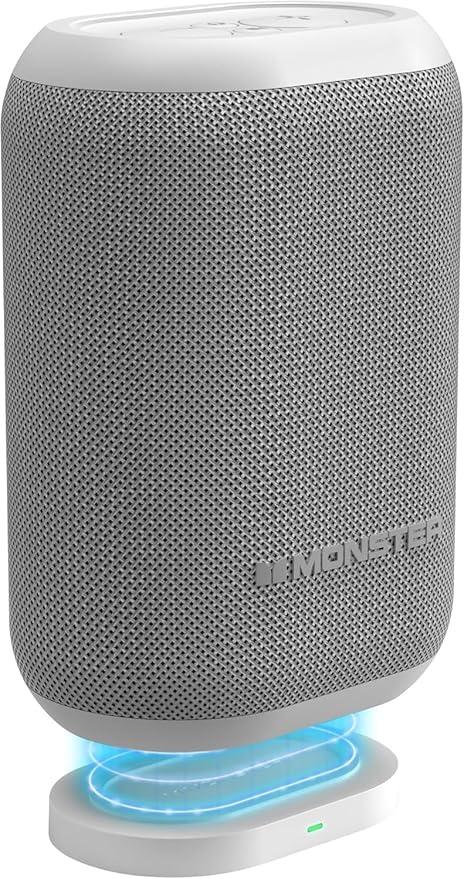Monster DNA One Portable Bluetooth Speaker, Loud Portable Speaker with 360 Bass Sound and 10W Qi Certified Wireless Charging Pad, IP67 Waterproof- for Travel, Indoor and Outdoor Use