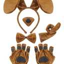Syhood Puppy Dog Costume Set Ears Headband Bowtie Nose Tail Paw Gloves Accessories for Carnival, One Size
