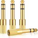4 Pcs 6.35mm (1/4 inch) Male to 3.5mm (1/8 inch) Female Stereo Headphone Adapters, 3.5mm/1/8'' Female to 6.35mm/1/4'' Male Stereo Audio Adapter Jack Plug for Headphone, Gold Plate