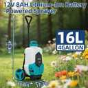 Garvee 4 Gallons Battery Powered Backpack Sprayer with Wheeled Cart, 12V 8Ah Electric Sprayer with 6 Nozzles & 2 Wands, 4-6 Hour Runtime, 90PSI Adjustable Pressure, Trigger Lock, Yard Sprayers for Law