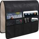 HAOMAIJIA Anti Slip Sofa Armrest Organizer Arm Chair Bedside Caddy Storage Organizer For Recliner Couch With 6 Pockets For Cell Phone Tv Remote Control Magazines (black) (35 inches  19.3 inches)