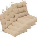 QILLOWAY Outdoor Seat/Back Chair Cushion Tufted Pillow, Spring/Summer Seasonal Replacement Cushions - Pack of 4 (Beige/Sand/Camel