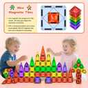 80PCS Mini Magnetic Tiles, Diamond Pattern Travel Magnetic Tiles Building Set with Case, Construction Toys for Kids 4-8 Portable Classroom Educational Learning Toddler Toys for Boys Girls Gift Ages 3+