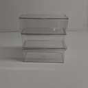 ZENFUN Set of 3 Small Stackable Storage Bins with Hinged Lid, Acrylic Organizer Box, Clear Makeup Organizer Box, Cosmetic Case for Home, Office