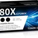 80X CF280X High Yield Toner Cartridge (Black, 2-Pack) Compatible 80X CF280A CF280X Black Toner Cartridges Replacement for HP Laserjet Pro 400 M401n M401dn MFP M425dn M401dne M401dw M425dw M425 Printer