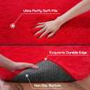 Pionblank 8x10 Rug for Living Room, Fuzzy Plush Large Area Rug, Fluffy Modern Shag Non Slip Soft Furry Carpet for Bedroom Kids Room Nursery Teens Dorm Home Decor, Red