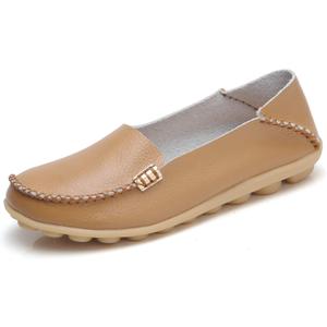 VenusCelia Women's Natural Comfort Walking Flat Loafer (Beige), Size 9.5 M