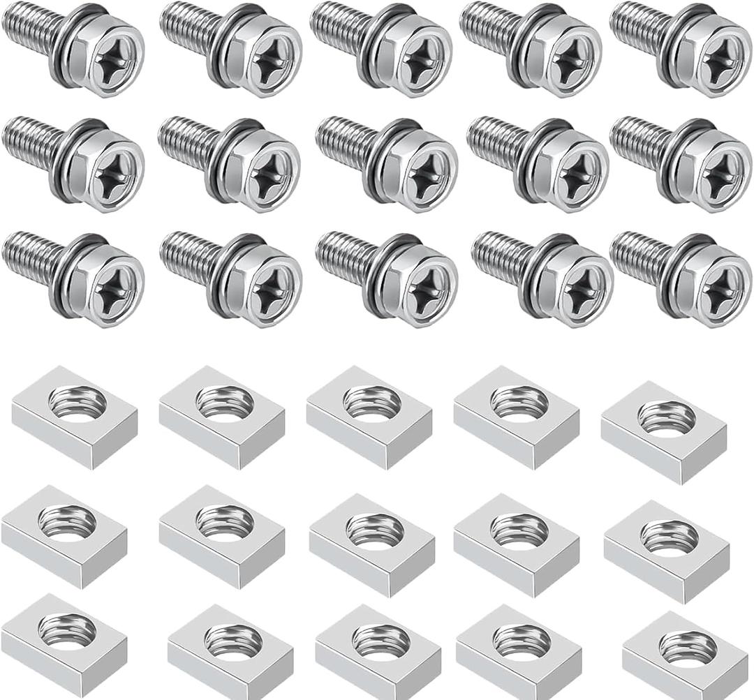 3 x Motorcycle Battery Terminal Bolts and Nuts,Hincell 24pcs 304 Stainless Stee ATV Battery Bolt Motorcycle Battery Terminal Screws with Square Nuts(M6x16mm)