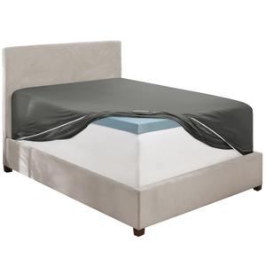 Hearth & Harbor Extra Deep Pocket Full Fitted Sheet - Fits 18 to 24 Inch Mattress Ultra Soft 1800 Microfiber, Wrinkle-Free & Breathable Hotel Luxury Fitted Sheet Only, Dark Grey