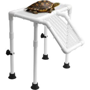 QUINTARA Extra-Large Aquatic Turtle Basking Platform & Sunbathing Dock - Elevated Basking Loft | Adjustable PVC Mount for Tanks 14", Non-Slip, Easy Assembly
