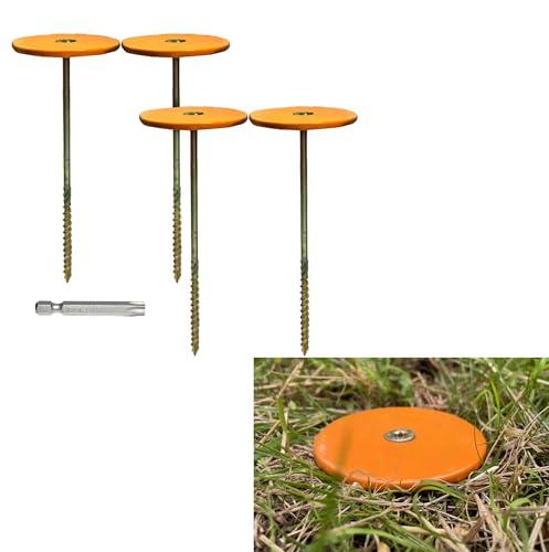 4 Pack Survey Marker Stakes, Permanent Property Line Markers, Boundary Markers for Property Land Survey Stakes,for Paver Garden Lawn Landscape Edging Weed Barriers, Low Profile