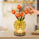 Tulip Crystal Flower Lamp Touch Lamp,Rechargeable Cordless Table Lamp, 3-Colour Infinitely Dimming Battery Powered Small Night Light,Gift for Mom for Valentine Day,Mothers Day,Xmas,Birthday (Red)