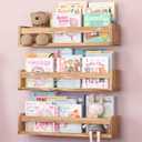 NATURE SUPPLIES Set of 3 Floating Kids Bookshelf, Nursery Book Shelves for Bedrooms Storage, Decorative Wall Shelves for Kids Rooms, Rustic Nursery Dcor, Wooden for Organization, Barnwood Brown (3 Pack-23.1 Inches)
