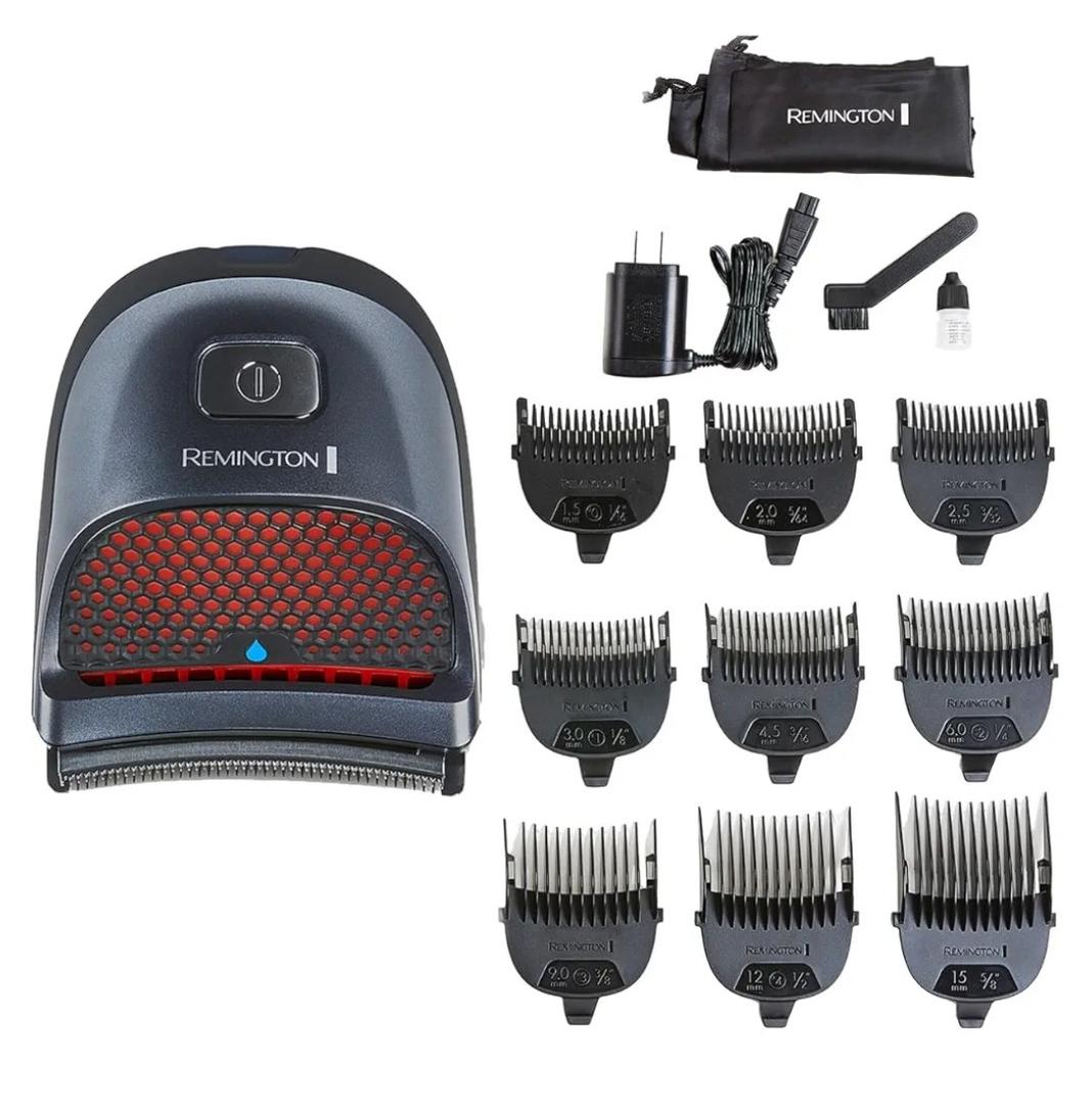 Remington Shortcut Pro Self-Haircut Trimmer Kit, Waterproof Cordless Electric Razor for Head, Beard, and Body, Curved Blades and 9 Trimmer Lengths, Head Shaver, 5-Minute Quick-Charge, 14-Piece Set
