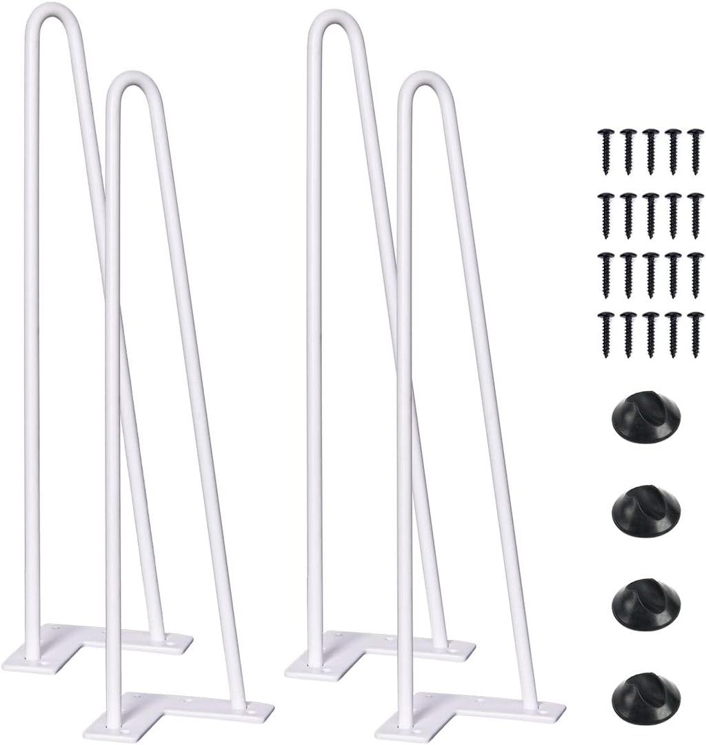 SMARTSTANDARD 14 Inch Heavy Duty Hairpin Furniture Legs, Metal Home DIY Projects for Nightstand, Coffee Table, Desk, etc with Rubber Floor Protectors White 4PCS