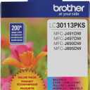 Brother Genuine LC30113PKS 3-Pack Standard Yield Color Ink Cartridges, Page Yield Up to 200 Pages/Cartridge Includes Cyan, Magenta and Yellow, LC3011