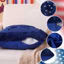Hahafelt 2 Pack 4th of July Pillow Covers 18 x 18 Inch White and Blue Patriotic Throw Pillow Covers Soft Plush Faux Fur Cushion Case Independence Day Decoration for Chair Sofa Bedroom Home