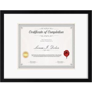 Rempry 12x16 Picture Frame, Display 8.5x11 Certificate Document Award with Mat or 12x16 Without Mat, Wall Hanging or Tabletop Photo Frame, Black, 1 Pack