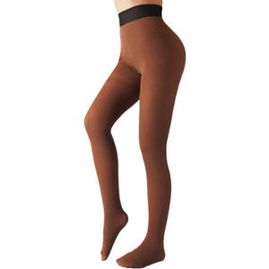 X-CHENG Fleece Lined Tights Sheer Women - Fake Translucent Warm Pantyhose Leggings Sheer Thick Tights for Winter, Small
