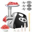 GuanQiao Electric Meat Grinder: 2500W Max, Stainless Steel 3 Blades & 3 Plates. Includes Sausage Stuffer Tube, Kubbe Kit—Heavy Duty For Home Kitchen & Commercial Use