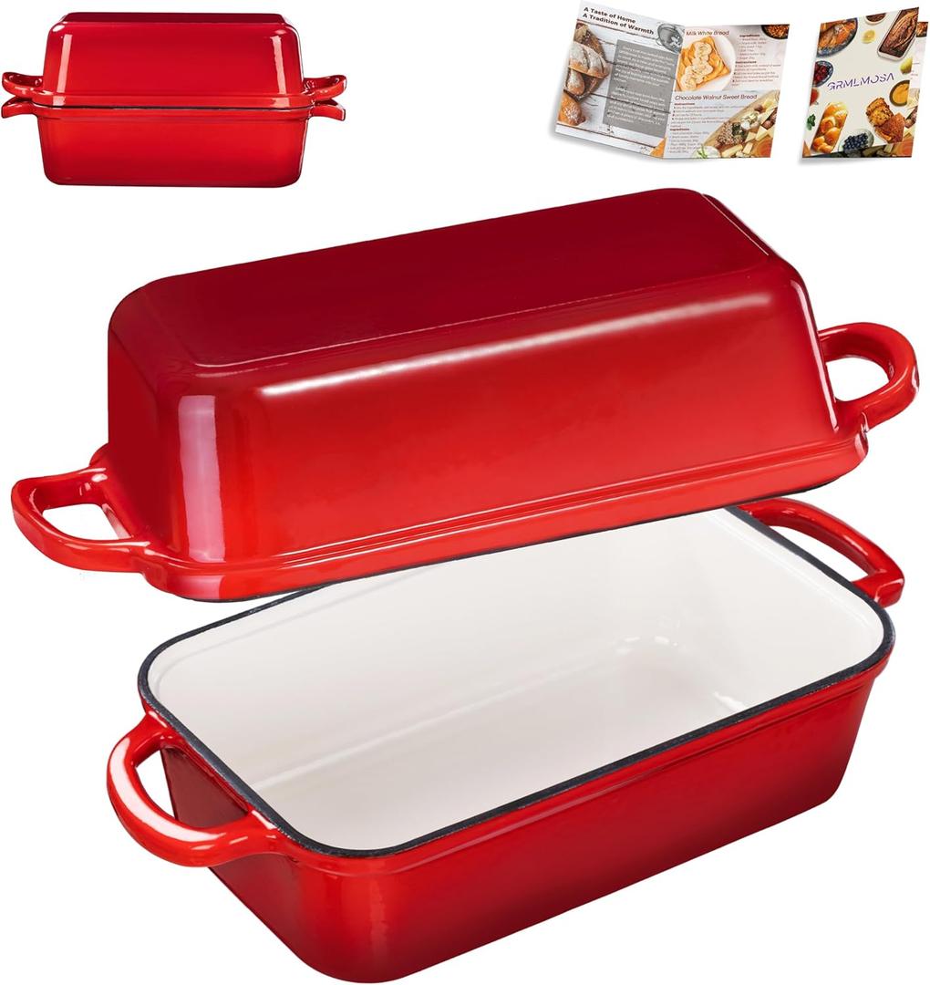 GRIMOSA 2 in 1 Cast Iron Bread Pan Red Cherry